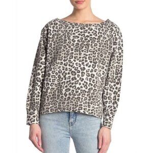 Good American Sweater Womens Small Cheetah Print Dolman Sleeve Sweatshirt Boho